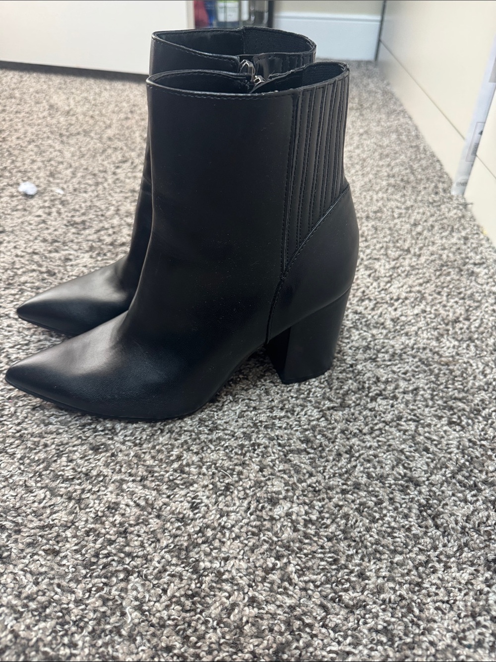 Unisa Black Pointed Toe Block Heel Ankle Booties